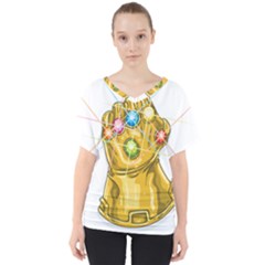 The Infinity Gauntlet Thanos V-neck Dolman Drape Top by Maspions