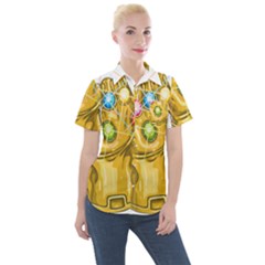 The Infinity Gauntlet Thanos Women s Short Sleeve Pocket Shirt