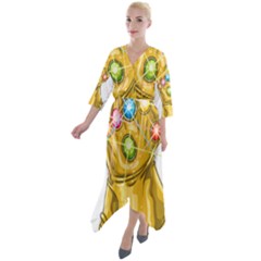 The Infinity Gauntlet Thanos Quarter Sleeve Wrap Front Maxi Dress