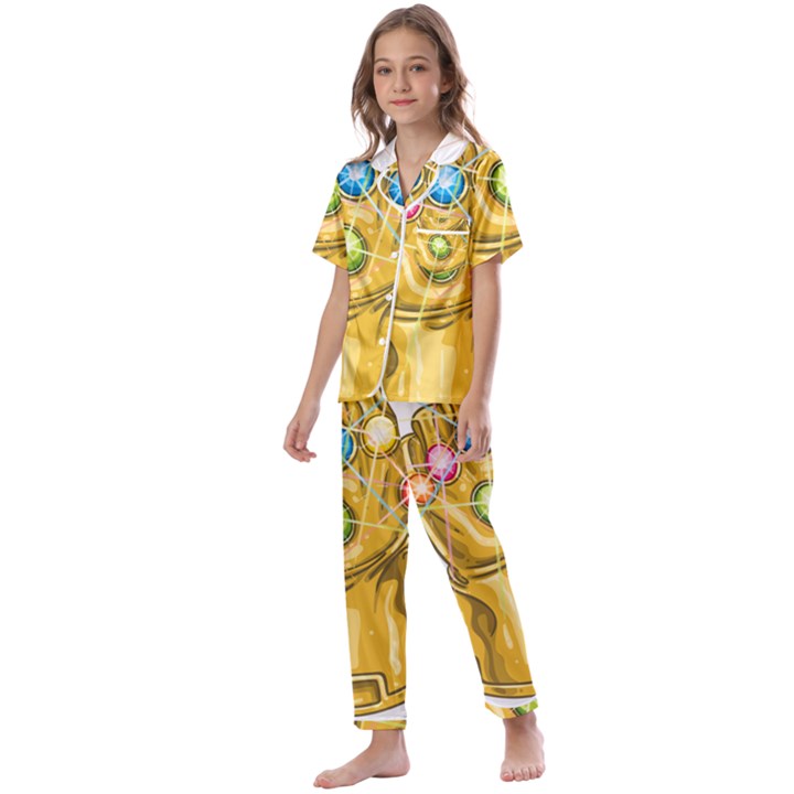 The Infinity Gauntlet Thanos Kids  Satin Short Sleeve Pajamas Set