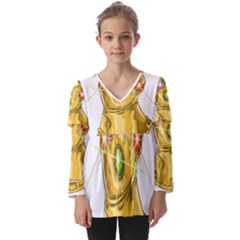 The Infinity Gauntlet Thanos Kids  V Neck Casual Top