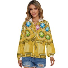 The Infinity Gauntlet Thanos Women s Long Sleeve Button Up Shirt