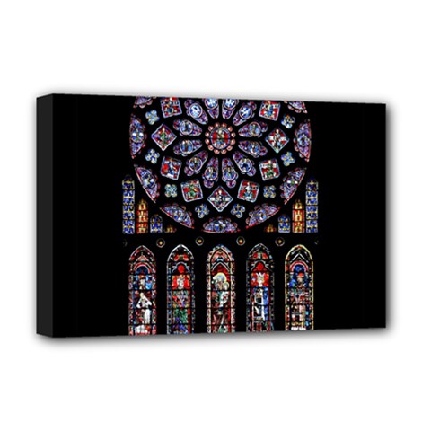 Chartres Cathedral Notre Dame De Paris Stained Glass Deluxe Canvas 18  X 12  (stretched)