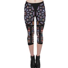 Chartres Cathedral Notre Dame De Paris Stained Glass Capri Leggings 