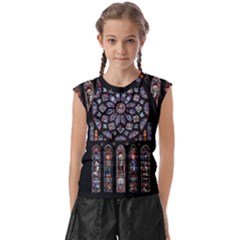 Chartres Cathedral Notre Dame De Paris Stained Glass Kids  Raglan Cap Sleeve T-shirt by Maspions