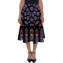 Chartres Cathedral Notre Dame De Paris Stained Glass Perfect Length Midi Skirt by Maspions