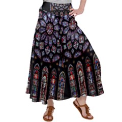 Chartres Cathedral Notre Dame De Paris Stained Glass Women s Satin Palazzo Pants