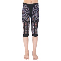 Chartres Cathedral Notre Dame De Paris Stained Glass Kids  Capri Leggings 