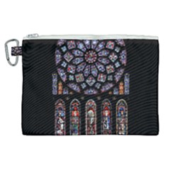 Chartres Cathedral Notre Dame De Paris Stained Glass Canvas Cosmetic Bag (xl)