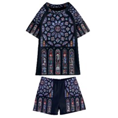 Chartres Cathedral Notre Dame De Paris Stained Glass Kids  Swim T-shirt And Shorts Set