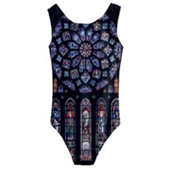 Chartres Cathedral Notre Dame De Paris Stained Glass Kids  Cut-out Back One Piece Swimsuit