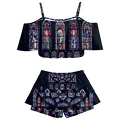 Chartres Cathedral Notre Dame De Paris Stained Glass Kids  Off Shoulder Skirt Bikini