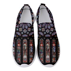 Chartres Cathedral Notre Dame De Paris Stained Glass Women s Slip On Sneakers