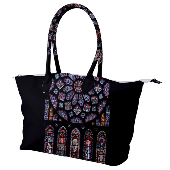 Chartres Cathedral Notre Dame De Paris Stained Glass Canvas Shoulder Bag