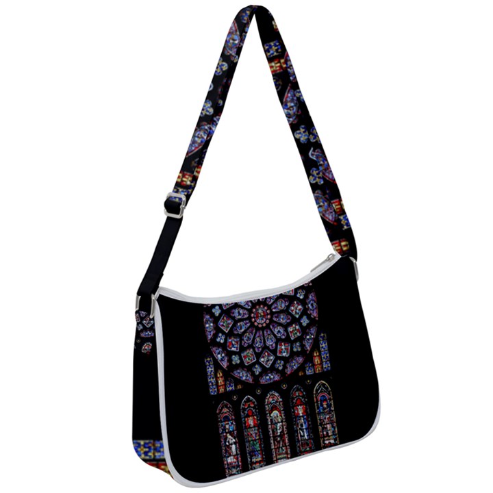 Chartres Cathedral Notre Dame De Paris Stained Glass Zip Up Shoulder Bag