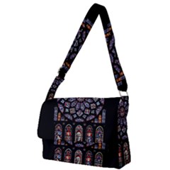 Chartres Cathedral Notre Dame De Paris Stained Glass Full Print Messenger Bag (l)