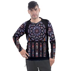 Chartres Cathedral Notre Dame De Paris Stained Glass Men s Pique Long Sleeve T-shirt