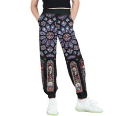 Chartres Cathedral Notre Dame De Paris Stained Glass Kids  Joggers by Maspions