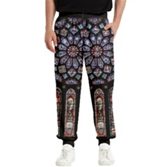 Chartres Cathedral Notre Dame De Paris Stained Glass Men s Elastic Waist Pants by Maspions