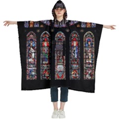 Chartres Cathedral Notre Dame De Paris Stained Glass Women s Hooded Rain Ponchos by Maspions