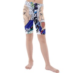 Albert Einstein Physicist Kids  Mid Length Swim Shorts