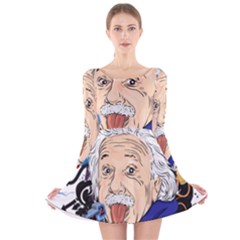 Albert Einstein Physicist Long Sleeve Velvet Skater Dress