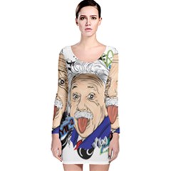 Albert Einstein Physicist Long Sleeve Velvet Bodycon Dress