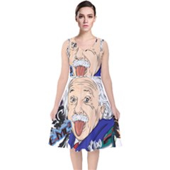 Albert Einstein Physicist V-neck Midi Sleeveless Dress 