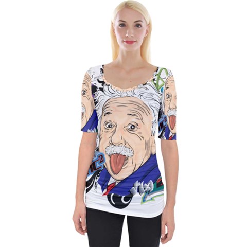 Albert Einstein Physicist Wide Neckline T-shirt by Maspions