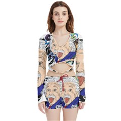 Albert Einstein Physicist Velvet Wrap Crop Top And Shorts Set