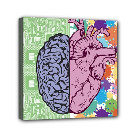 Brain Heart Balance Emotion Mini Canvas 6  X 6  (stretched)