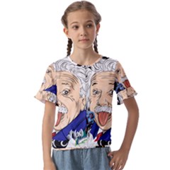 Albert Einstein Physicist Kids  Cuff Sleeve Scrunch Bottom T-shirt