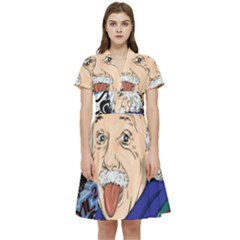 Albert Einstein Physicist Short Sleeve Waist Detail Dress