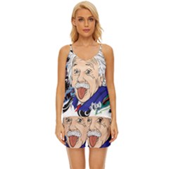 Albert Einstein Physicist V-neck Satin Pajamas Set