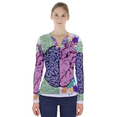 Brain Heart Balance Emotion V-neck Long Sleeve Top