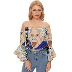 Albert Einstein Physicist Off Shoulder Flutter Bell Sleeve Top