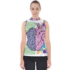 Brain Heart Balance Emotion Mock Neck Shell Top