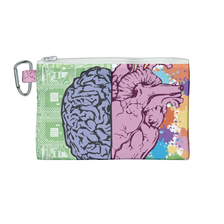 Brain Heart Balance Emotion Canvas Cosmetic Bag (Medium)