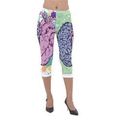 Brain Heart Balance Emotion Lightweight Velour Capri Leggings  by Maspions