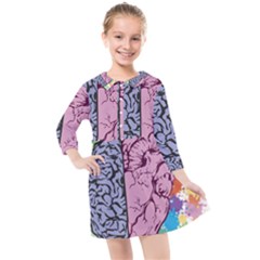 Brain Heart Balance Emotion Kids  Quarter Sleeve Shirt Dress by Maspions