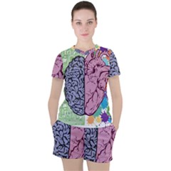 Brain Heart Balance Emotion Women s T-shirt And Shorts Set