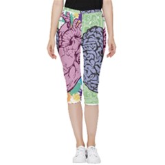 Brain Heart Balance Emotion Inside Out Lightweight Velour Capri Leggings 