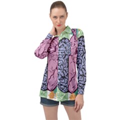 Brain Heart Balance Emotion Long Sleeve Satin Shirt