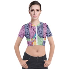 Brain Heart Balance Emotion Short Sleeve Cropped Jacket