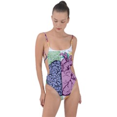 Brain Heart Balance Emotion Tie Strap One Piece Swimsuit