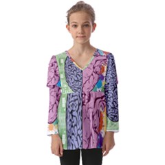 Brain Heart Balance Emotion Kids  V Neck Casual Top