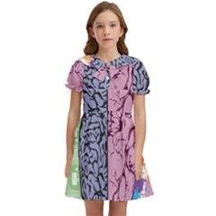 Brain Heart Balance Emotion Kids  Bow Tie Puff Sleeve Dress