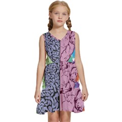 Brain Heart Balance Emotion Kids  Sleeveless Tiered Mini Dress by Maspions