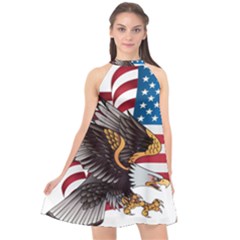 American Eagle Clip Art Halter Neckline Chiffon Dress 