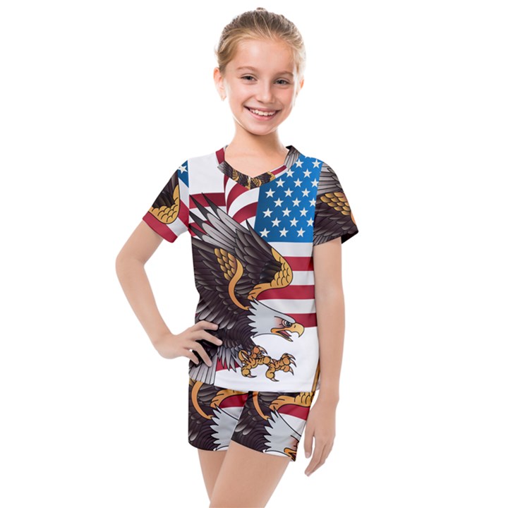 American Eagle Clip Art Kids  Mesh T-Shirt and Shorts Set